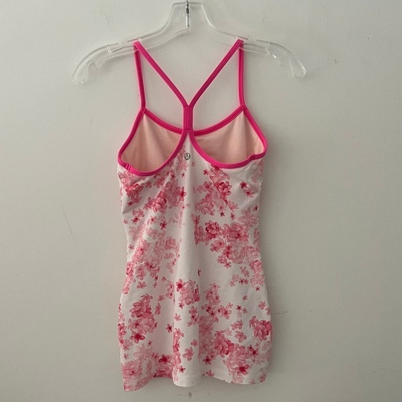 Lululemon Thin Straps Racerback Tank White Pink Floral 4 NWOT - Picture 10 of 13